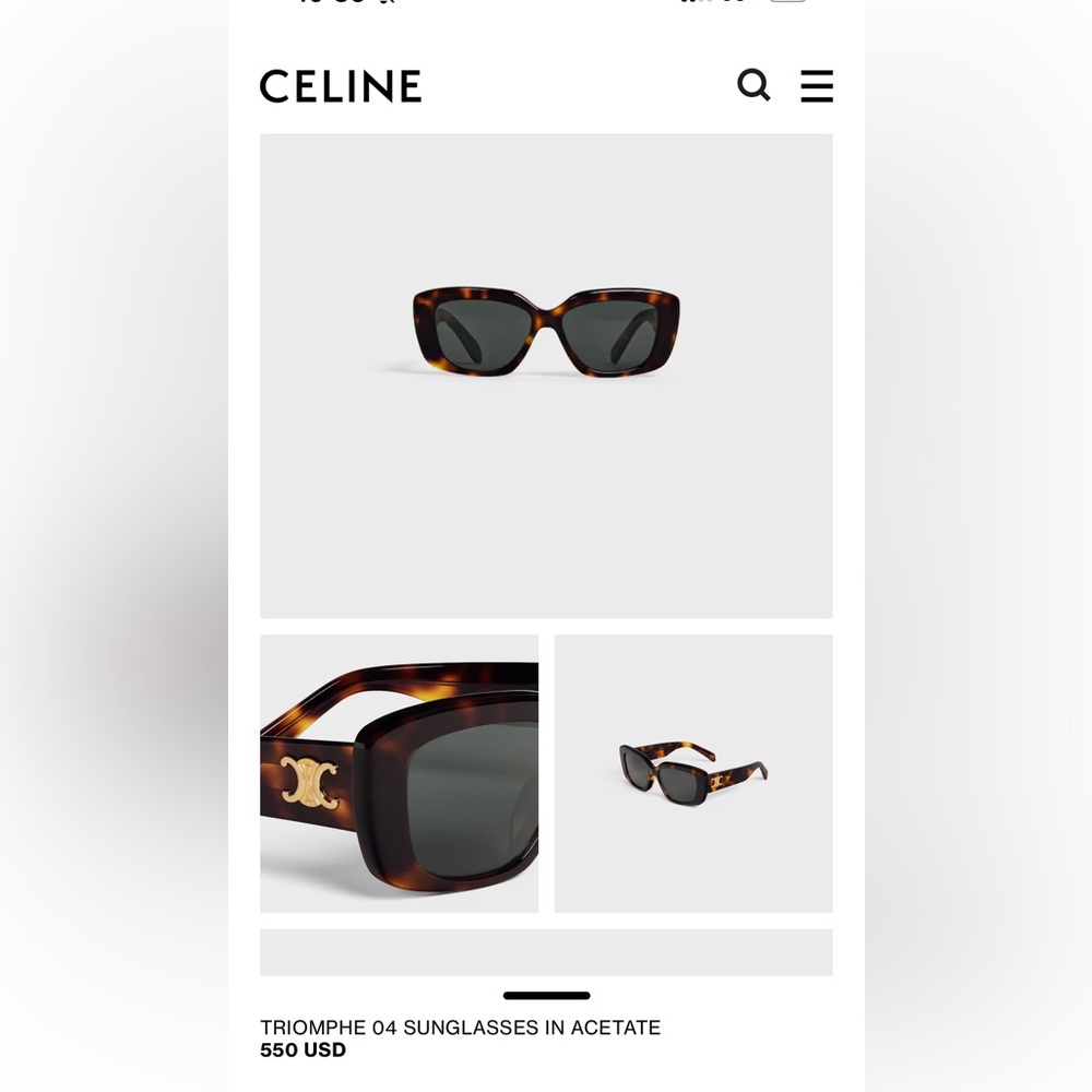 Authentic Celine Triomphe 04 Tortoiseshell Sunglasses - Brown